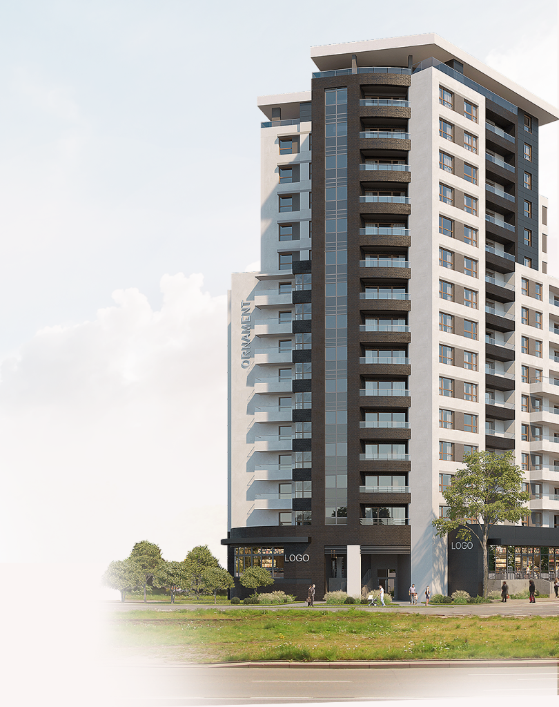 Wizualizacja budynku inwestycji Ornament w Szczecinie – nowoczesna architektura i funkcjonalne rozwiązania.