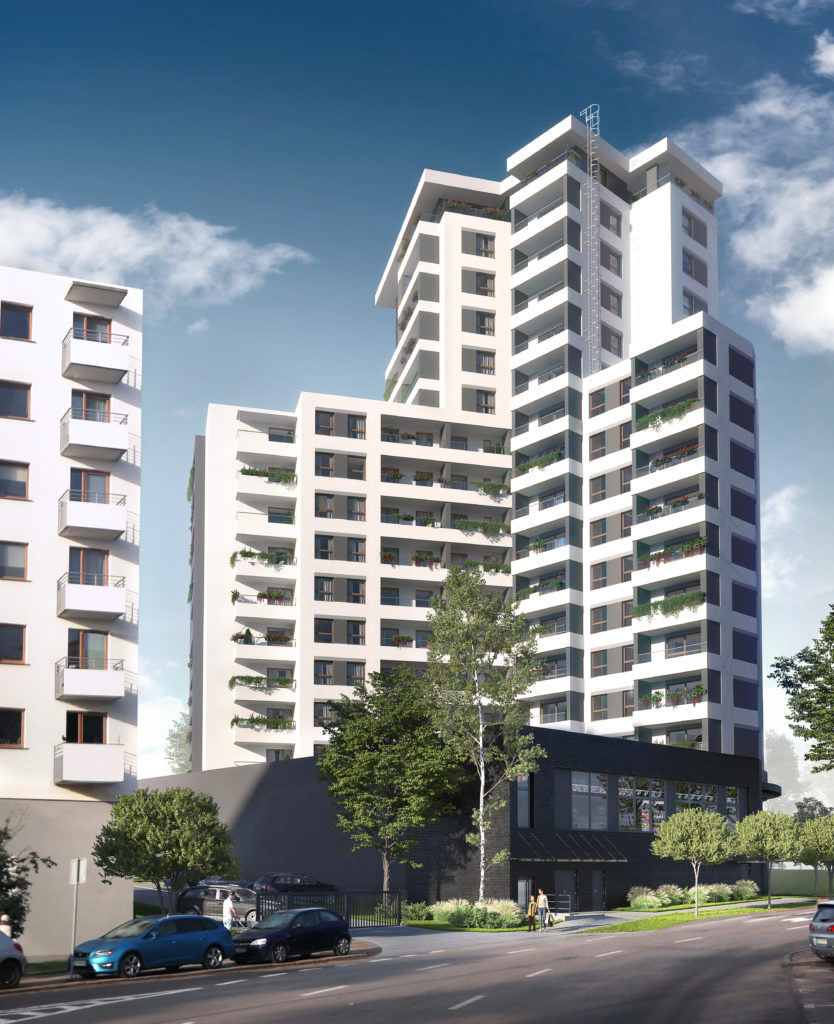 Wizualizacja budynku inwestycji Ornament w Szczecinie – nowoczesna architektura i funkcjonalne rozwiązania.